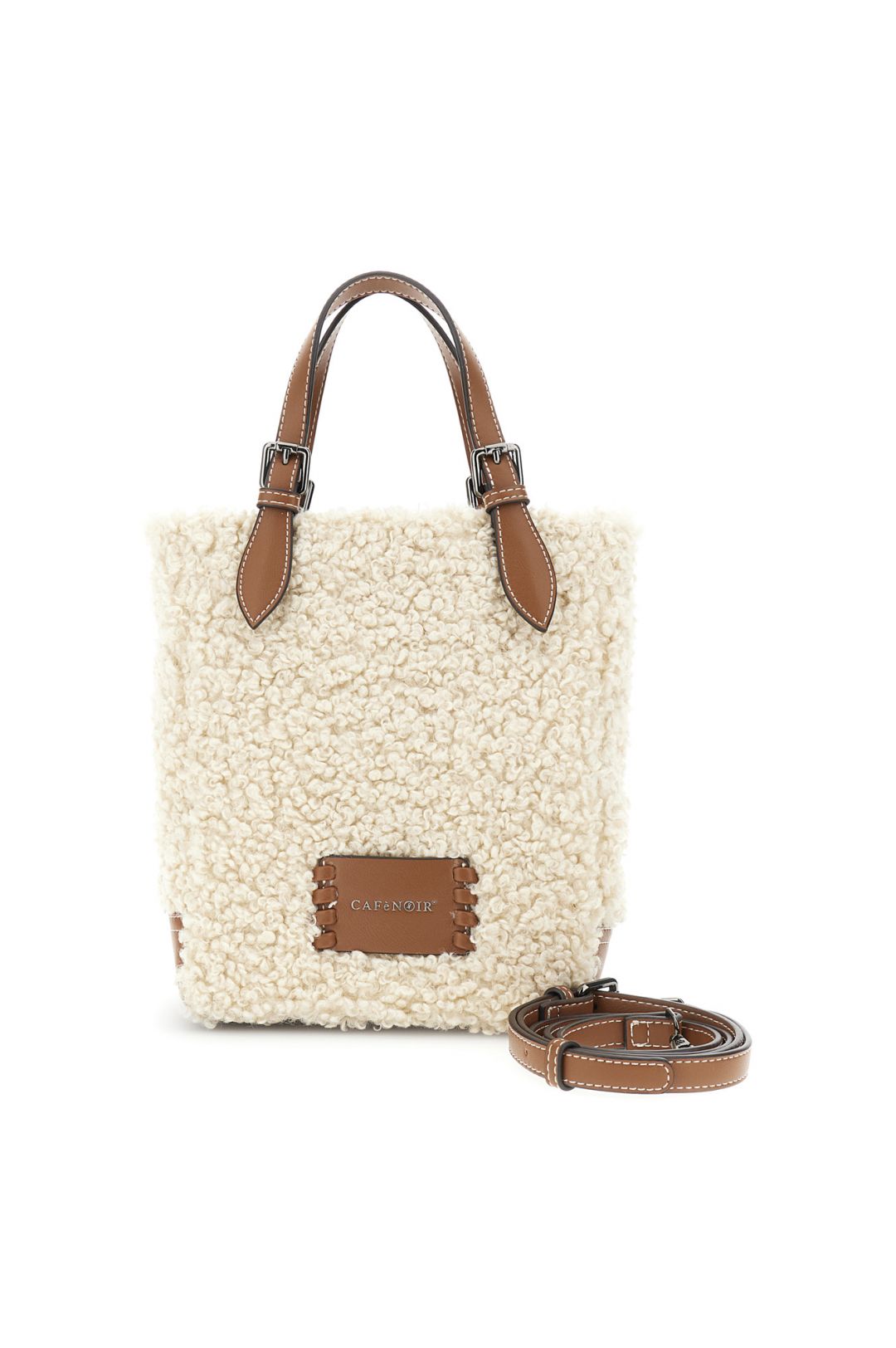 Νatural Handbag in Curly Fabric