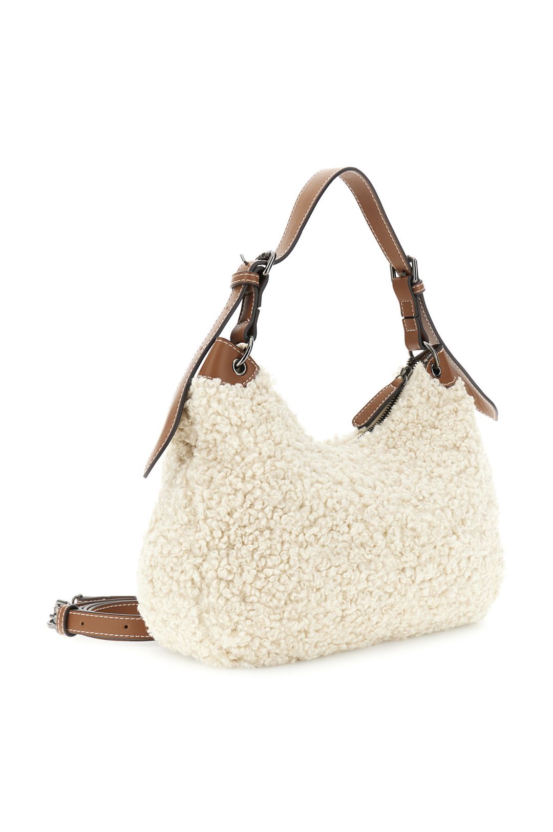 Νatural Shoulder Βag in Curly Fabric